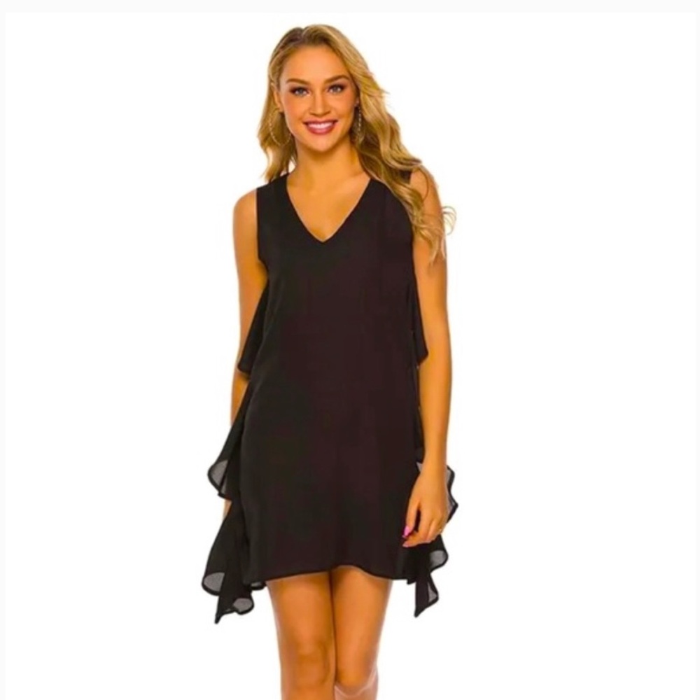 New Elegant Dress V-neck Dress Ruffle A-Line Dress Sz S